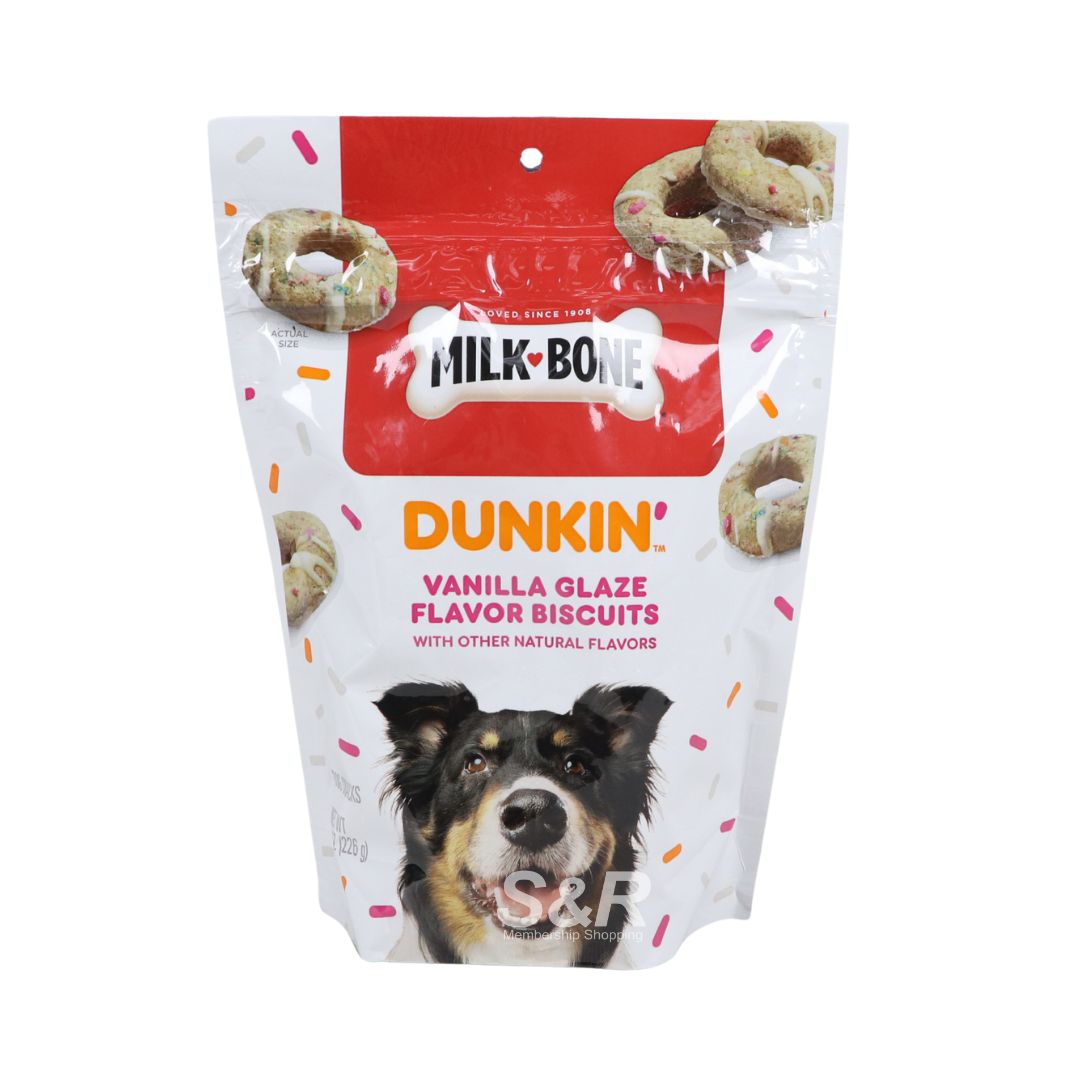 Milk Bone Dunkin Donut Vanilla Glaze Biscuit Dog Treat 226g